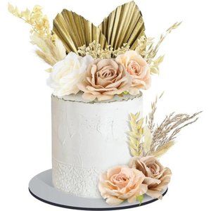 28Pcs Boho Cake Topper Decorations Vintage ArtificialRose FlowersLeaves for Cake